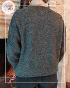 Pull en maille manches ornées - Gris foncé