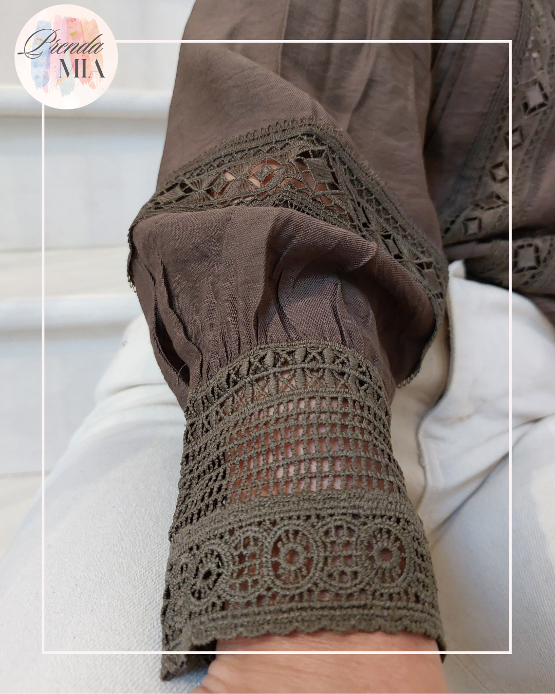 Chemisier dentelle marron