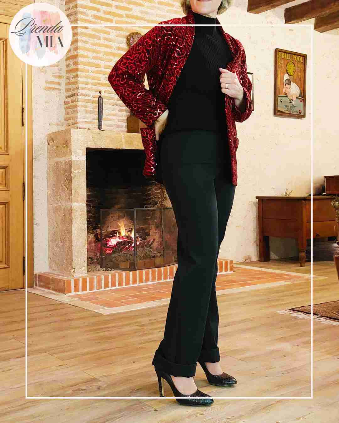 Veste Sequins Rouge Ondulé