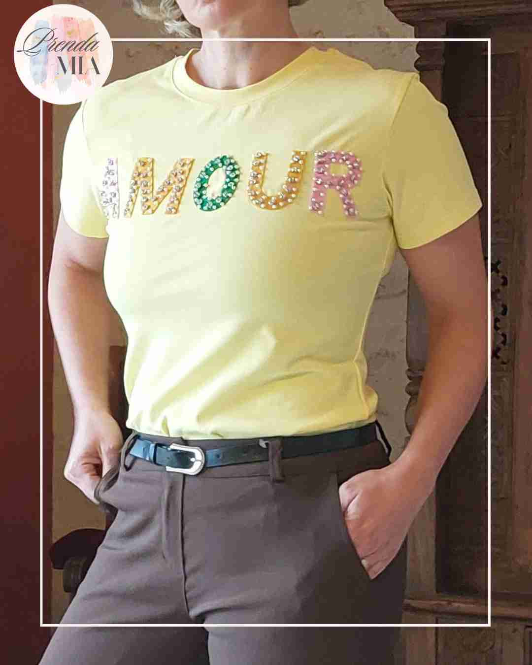 T-shirt Amour - Jaune