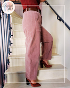 Pantalon coupe ballon vieux rose velours