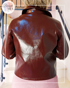 Veste simili cuir Bordeaux- Marron