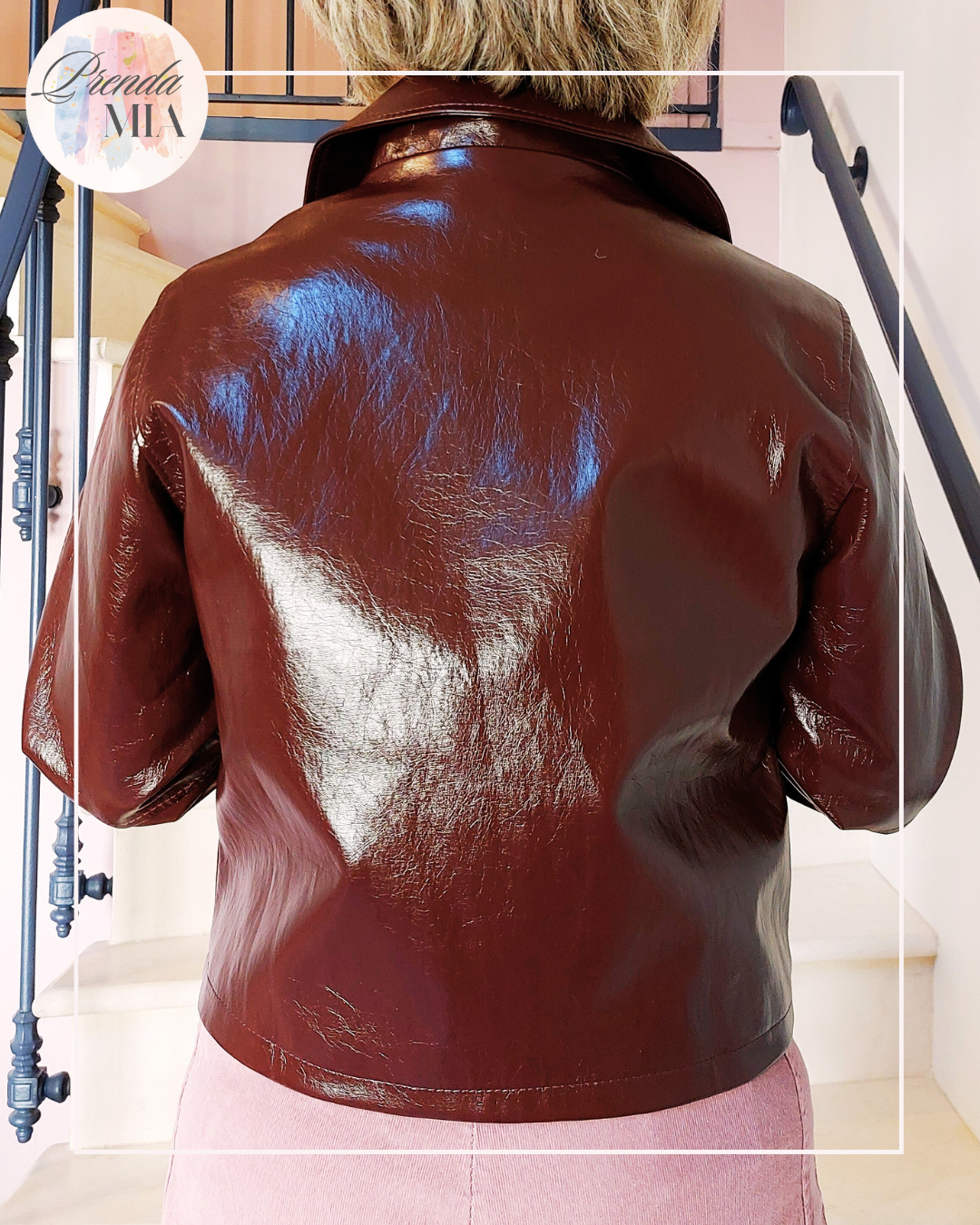 Veste simili cuir Bordeaux- Marron
