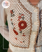 Cardigan court brodé