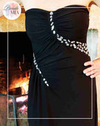 Black strapless rhinestone dress