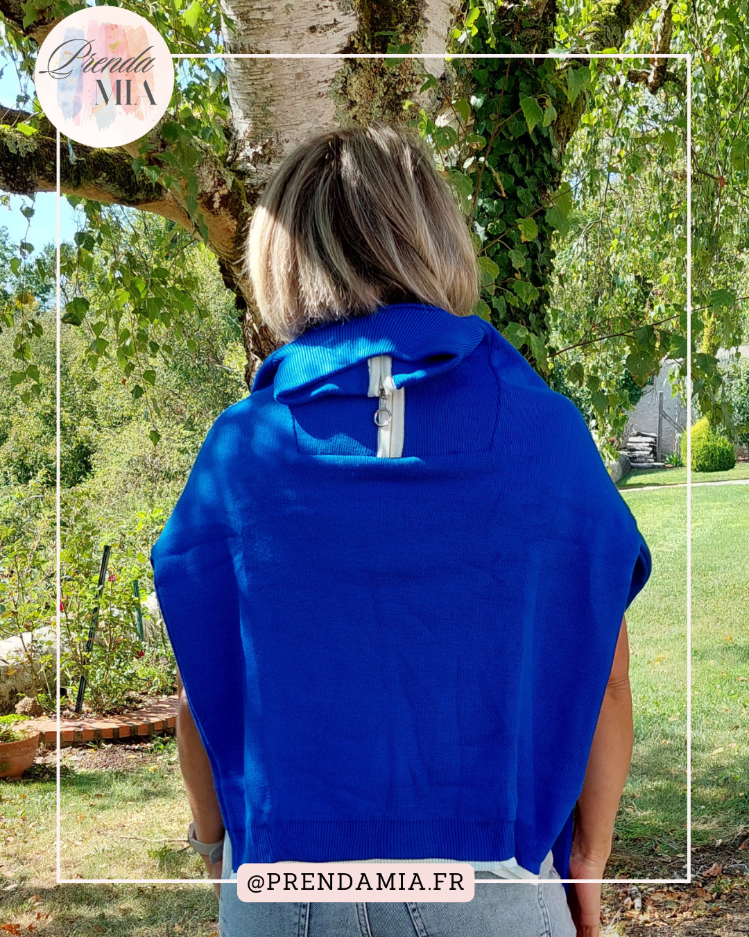 Pull Surdimensionné à Col Zippé – Bleu Électrique