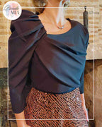 Crop Top drapé - noir