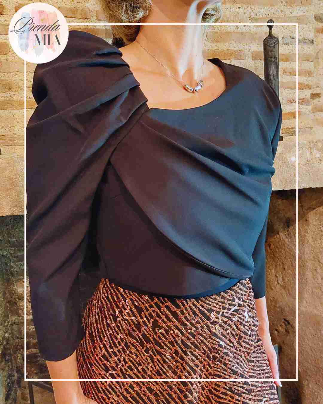 Crop Top drapé - noir