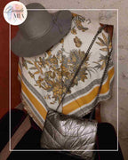 Beige &amp; yellow square scarf