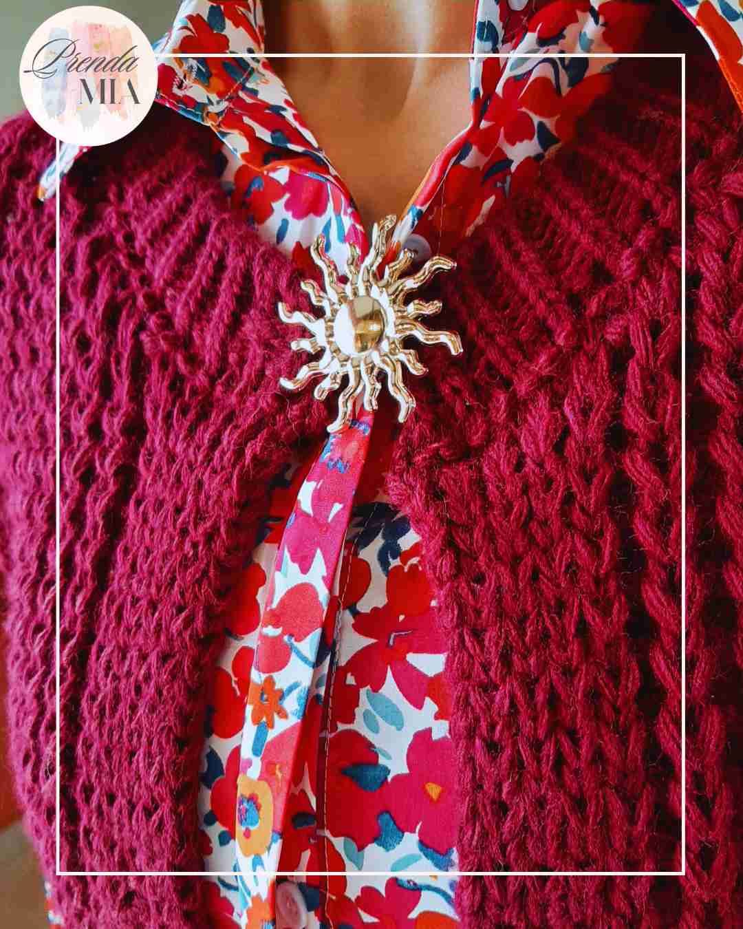 Gilet Sans Manche grosses mailles Bordeaux