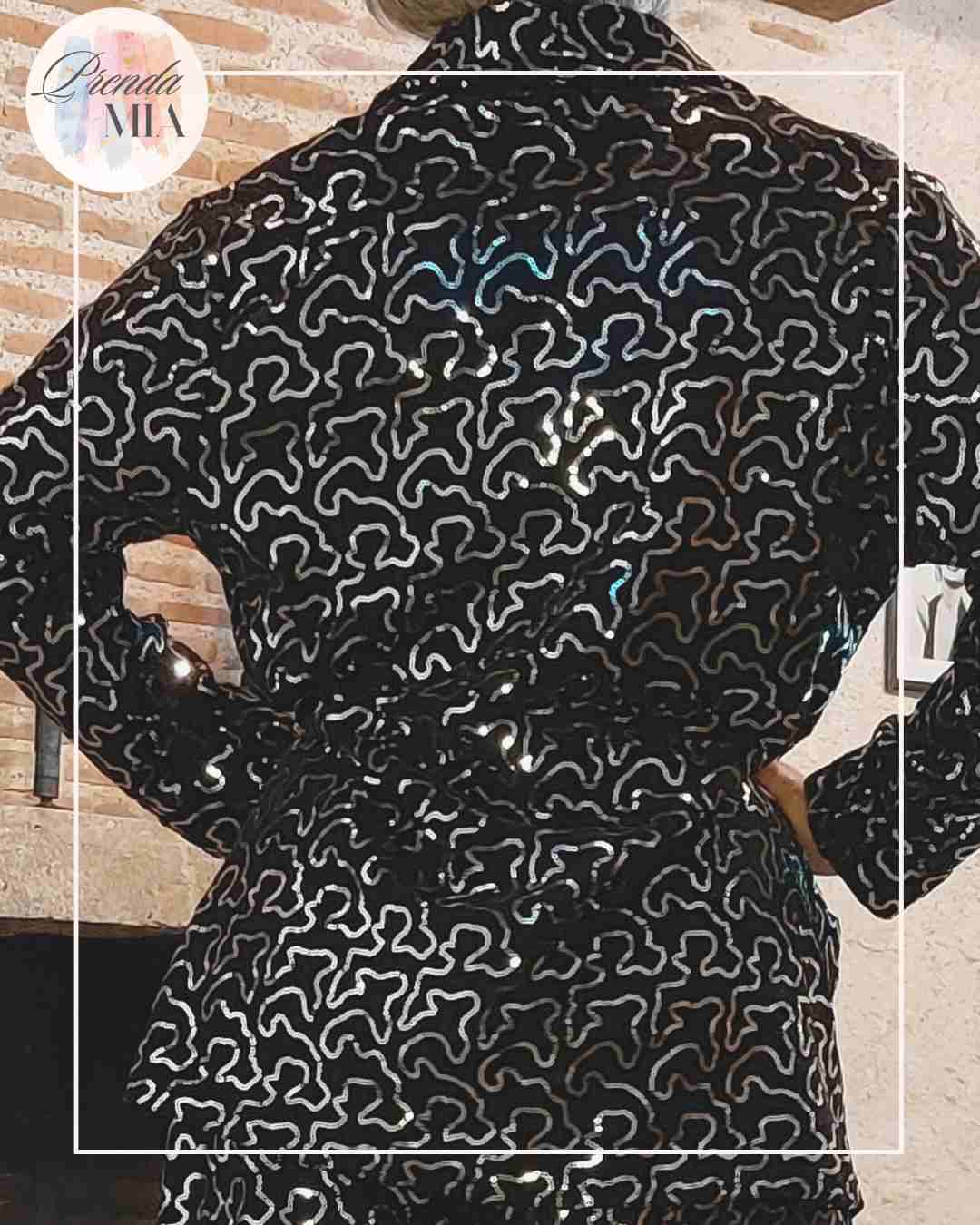 Veste Sequins Argent & Noir Ondulé