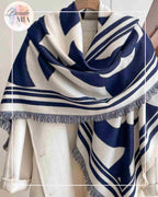Beige &amp; navy square scarf