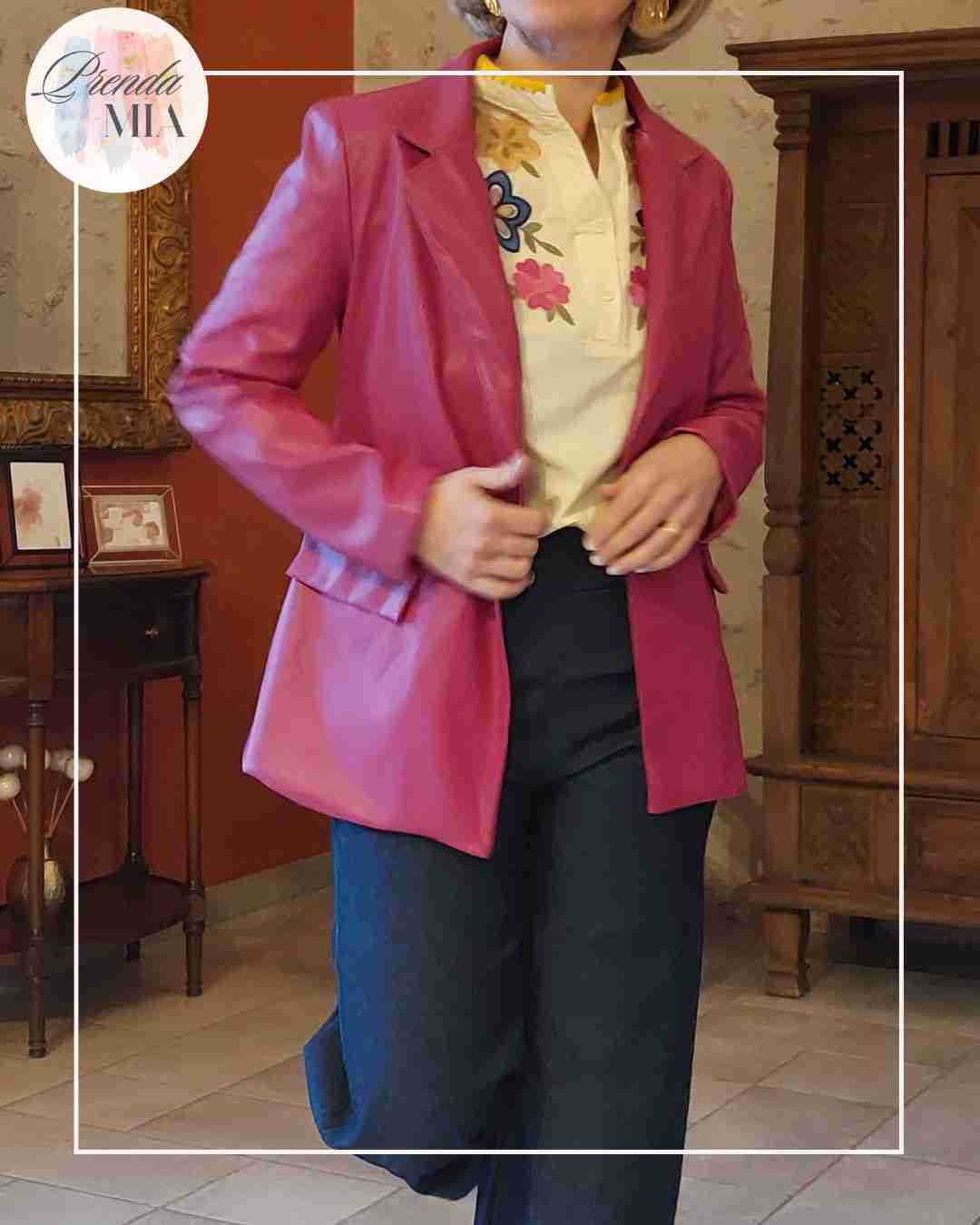 Veste Maria - Simili cuir Rose