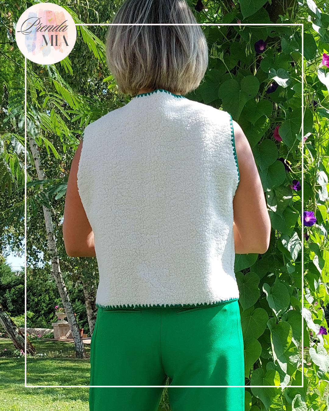 Gilet sans manches liseré vert