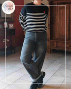 Pull Marinière Cœur - Noir