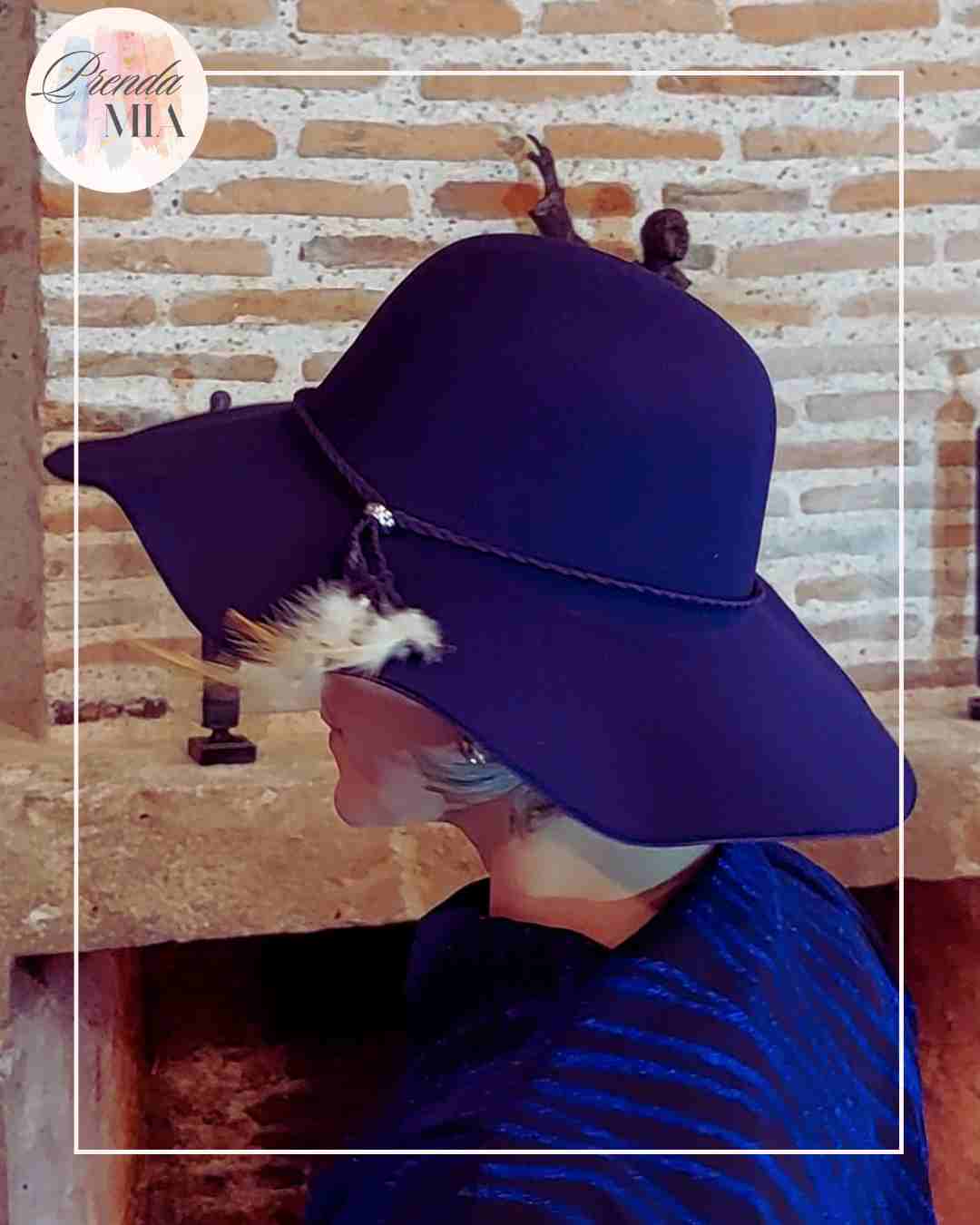 Chapeau Capeline marine plume