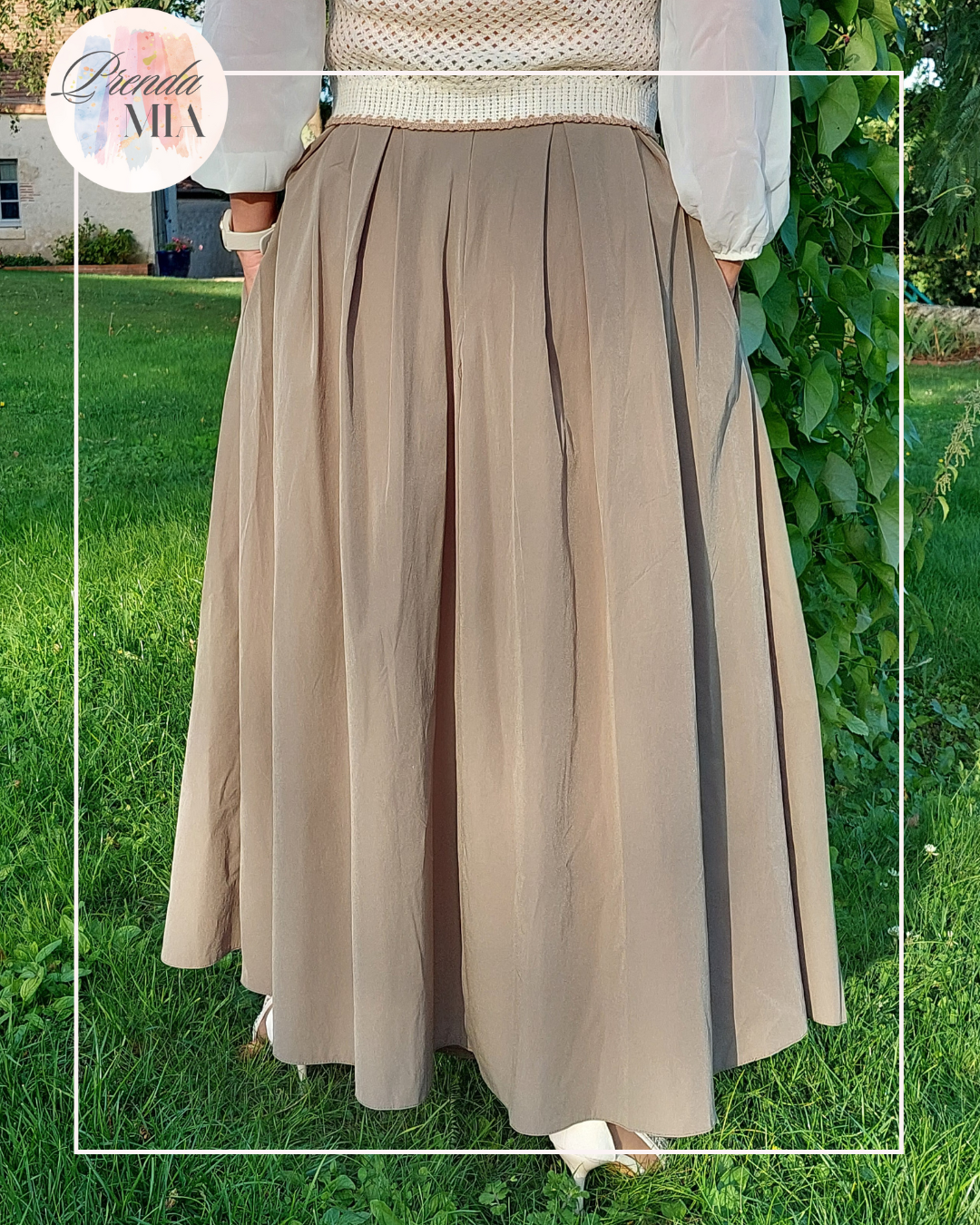 Jupe Longue Plissée kaki