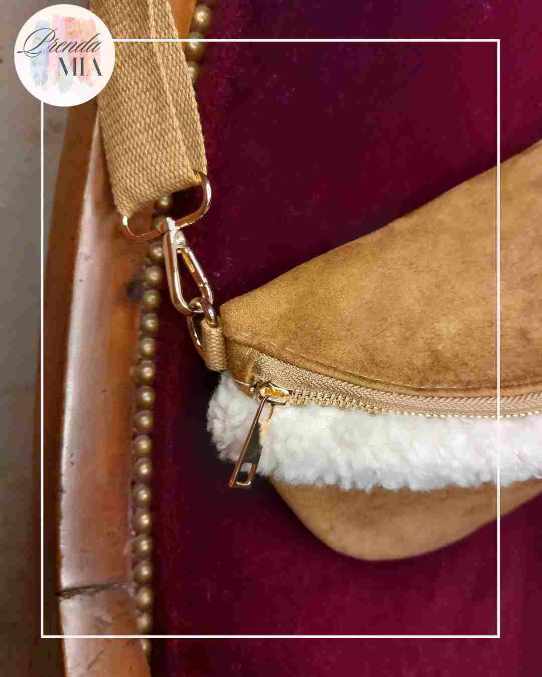 Sac Banane Daim et moumoute camel