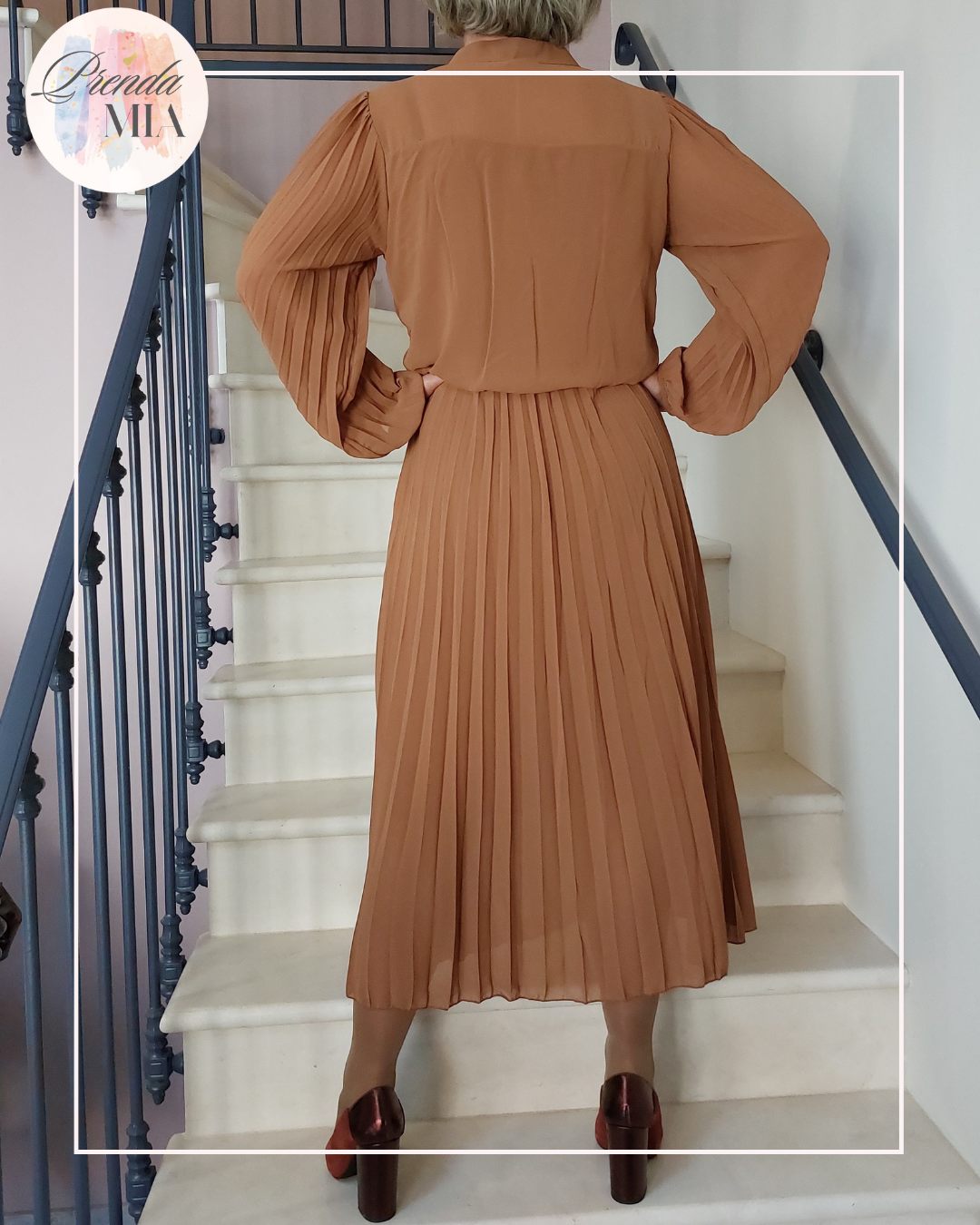 Robe longue plissée Sofia - camel