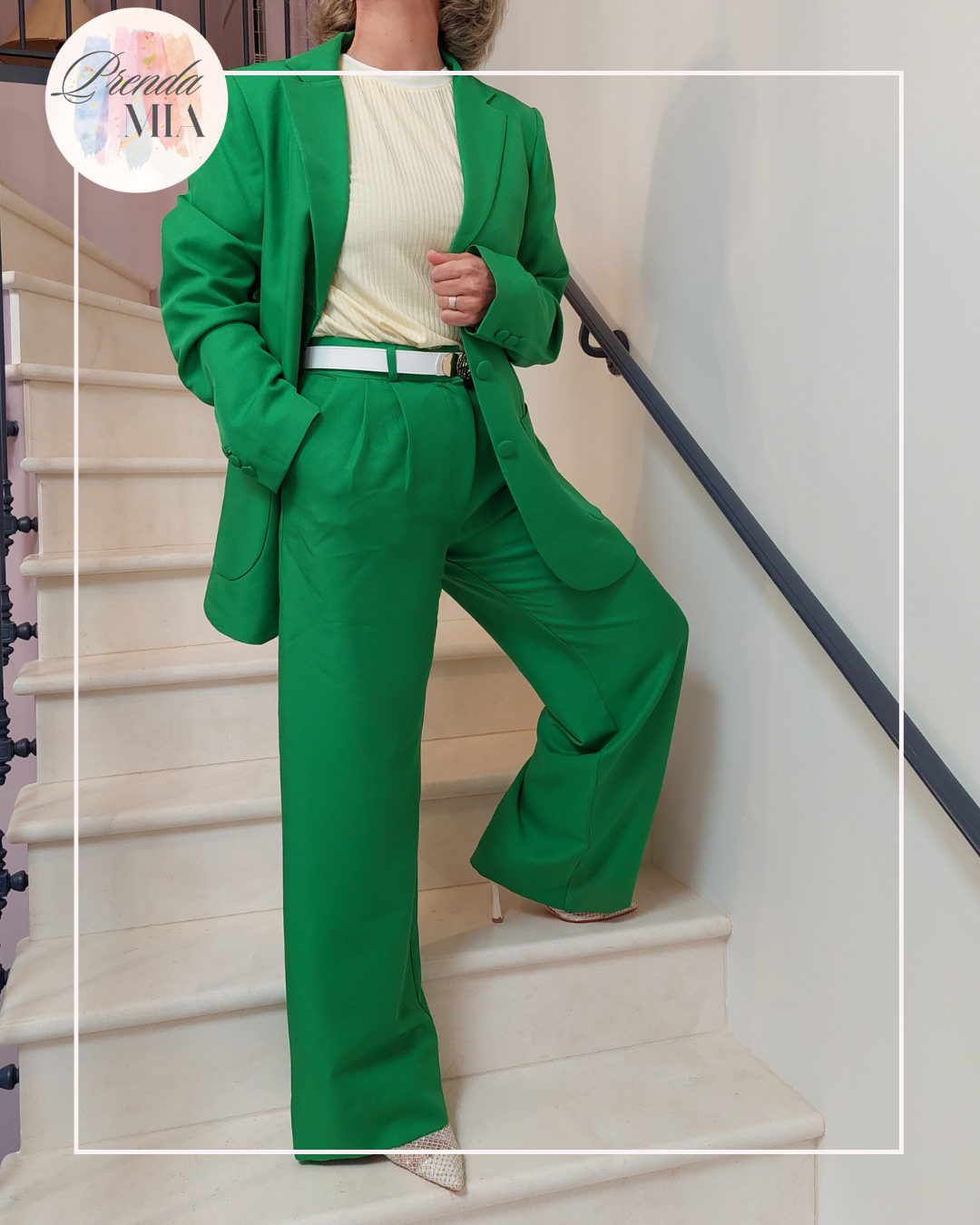 Pantalon à Taille Plissée – Vert Émeraude
