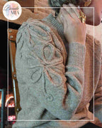 Pull en maille manches ornées - Beige