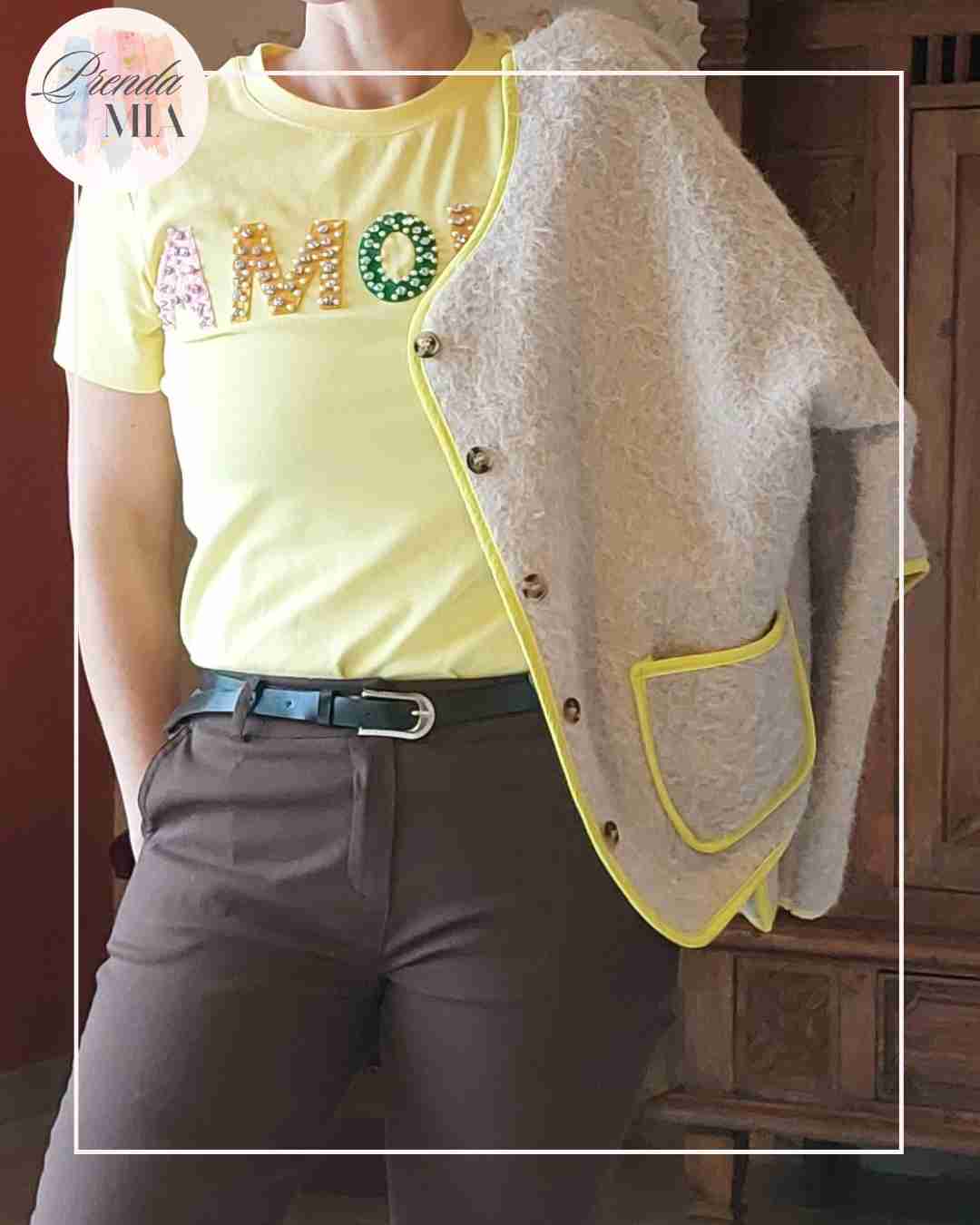 T-shirt Amour - Jaune