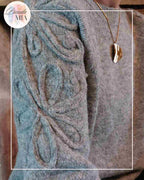 Pull en maille manches ornées - Gris clair