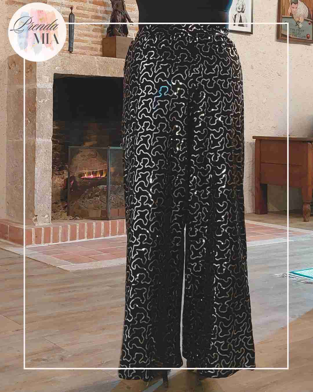 Pantalon sequins argent & noir Aura