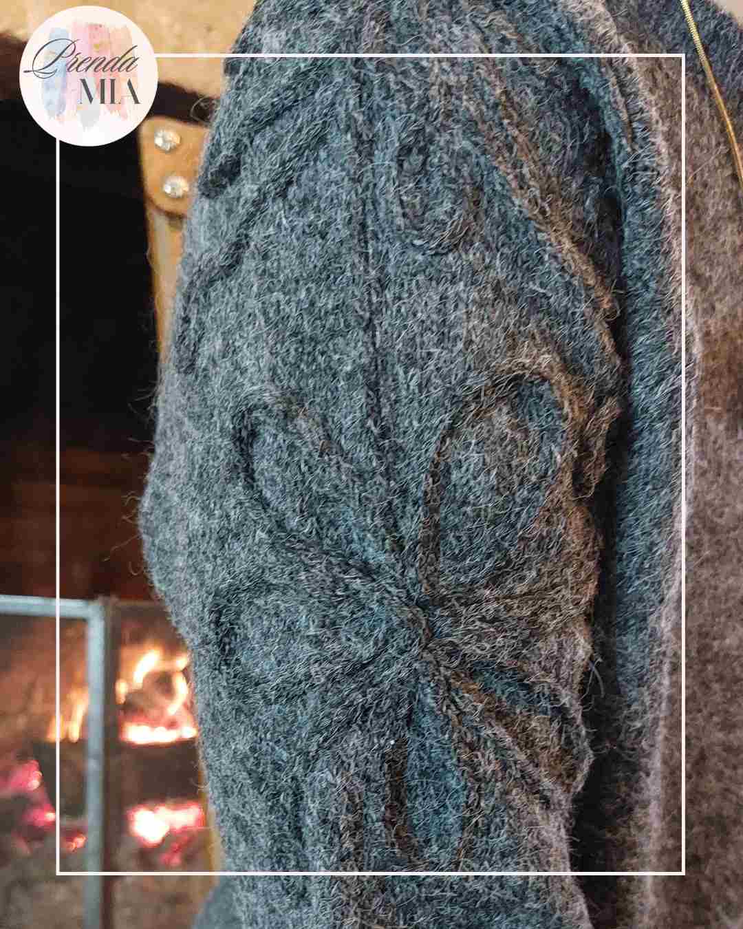 Pull en maille manches ornées - Gris foncé