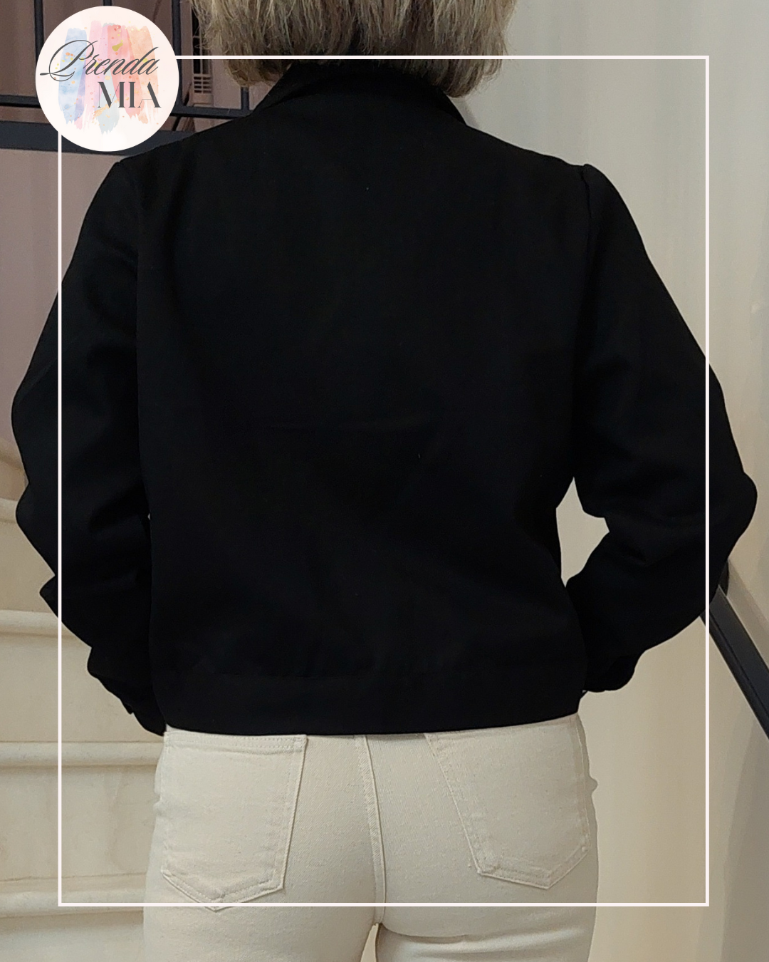 Veste brodée noire en coton