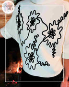 Pull noir et blanc motif reflet