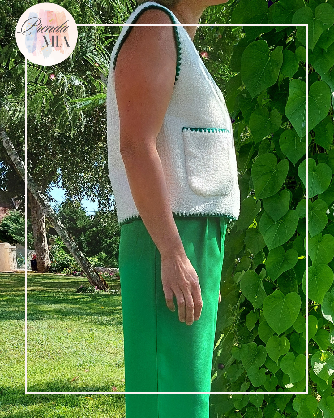 Gilet sans manches liseré vert