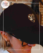 Casquette Coeur Léopard noire