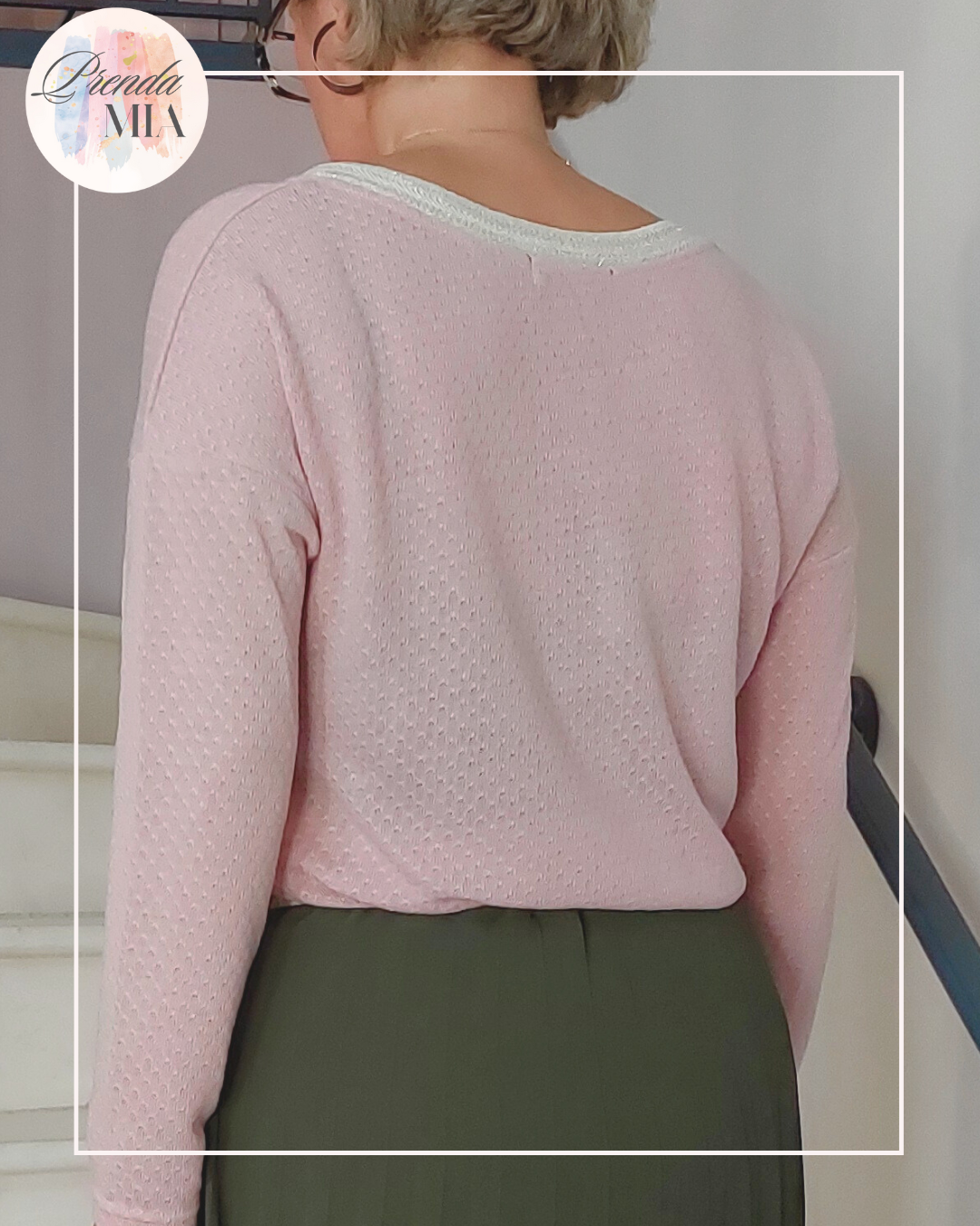 Blouse rose en maille