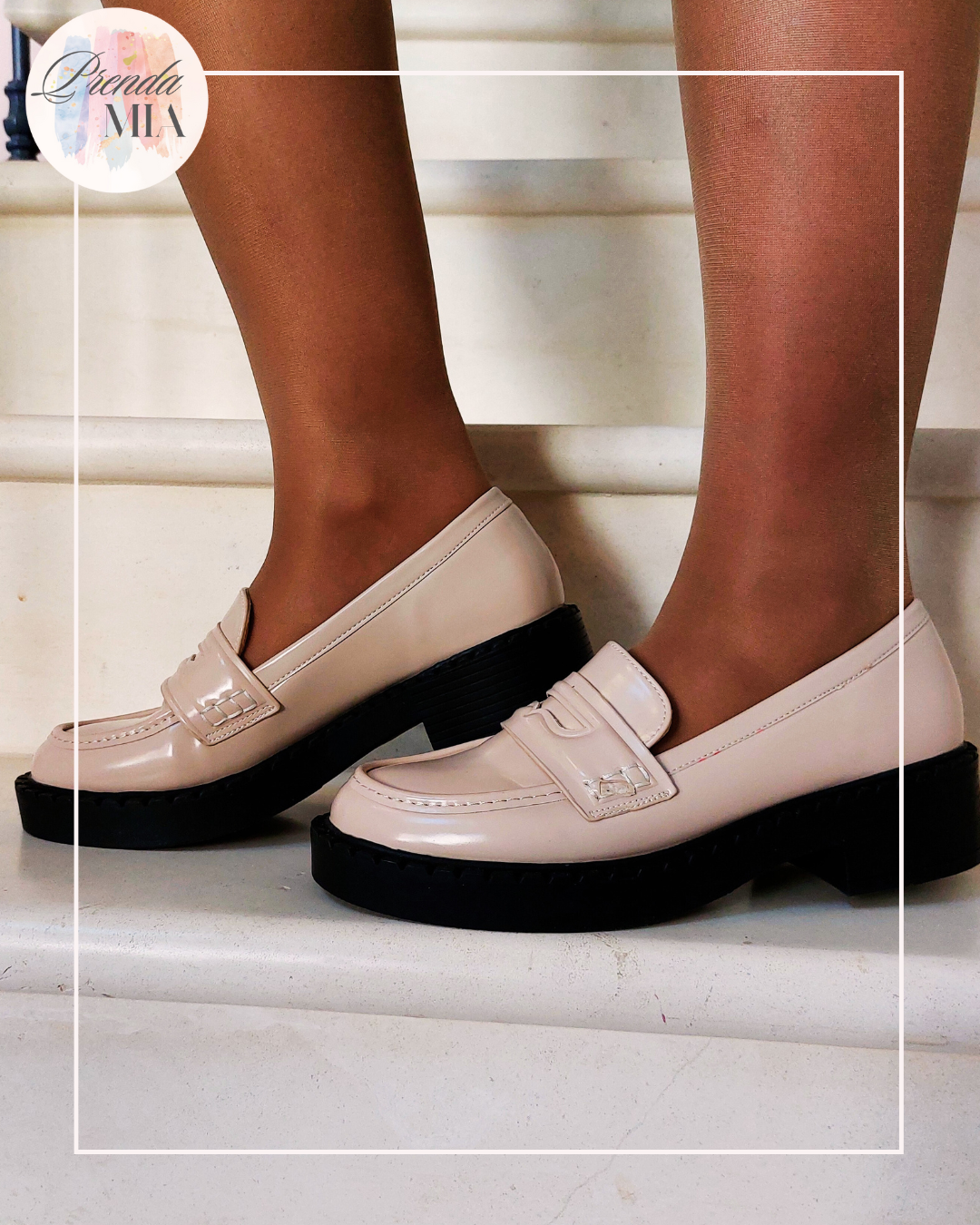 Mocassins compensés femme beige et noir