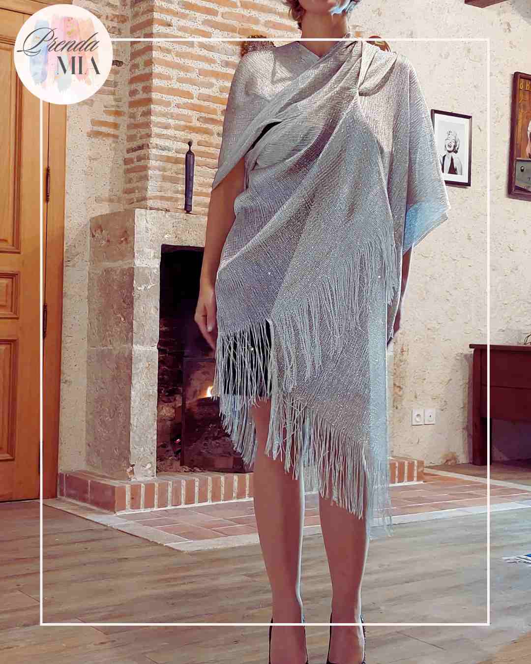 Châle brillant argenté