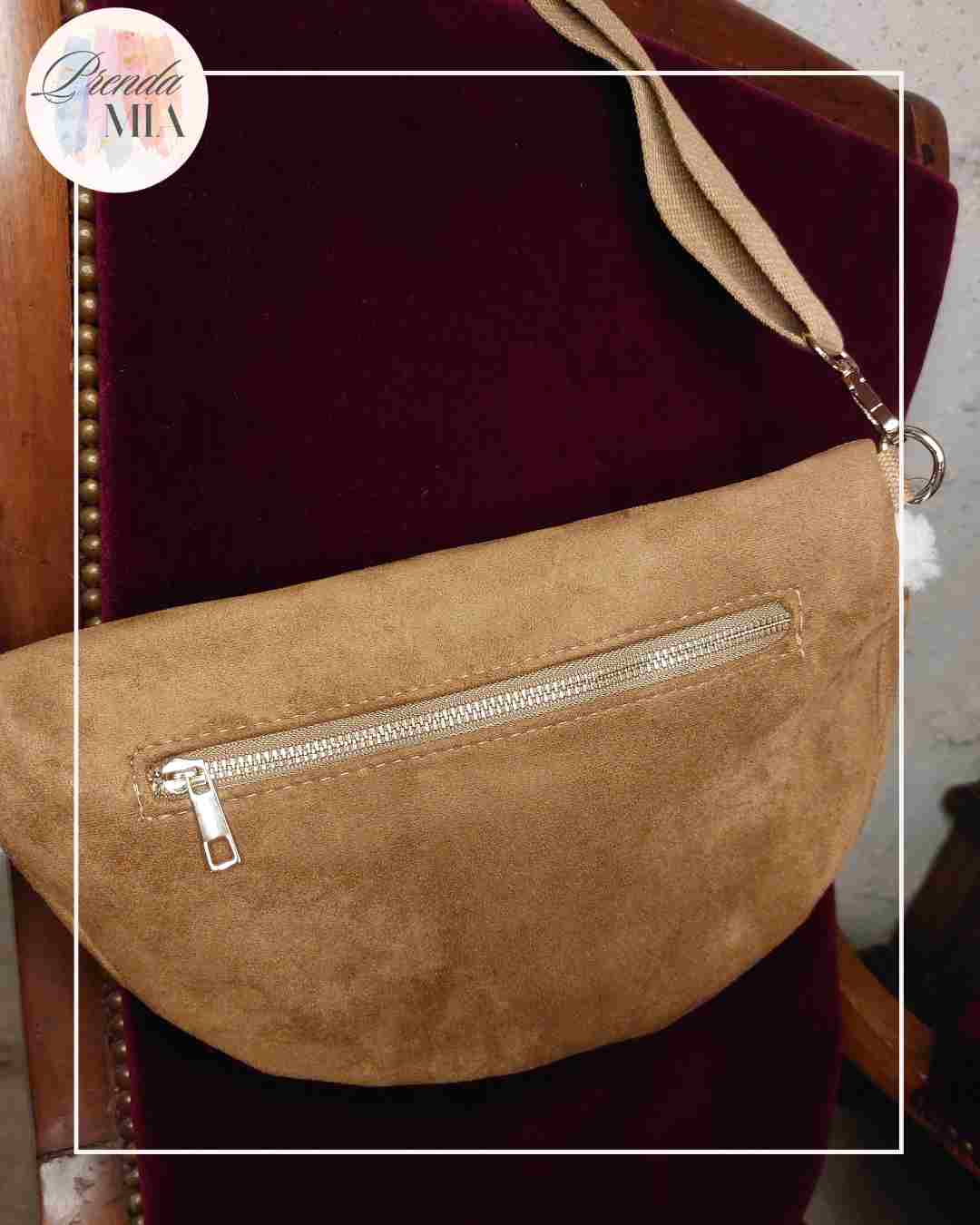 Sac Banane Daim et moumoute camel