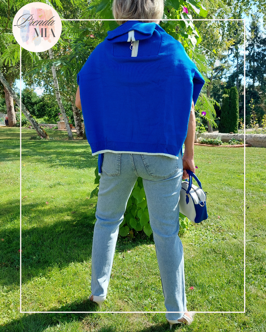 Pull Surdimensionné à Col Zippé – Bleu Électrique