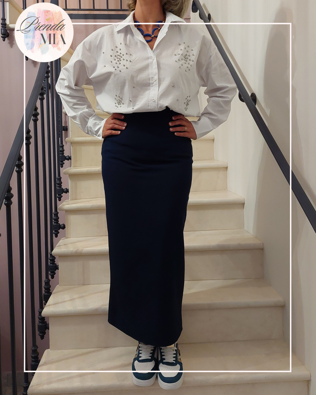 Chemise blanche strass oversize