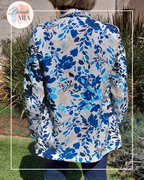 Veste Fleurie bleu et blanche