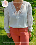 Blouse blanche brodée