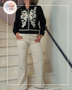Pantalon jean beige taille haute