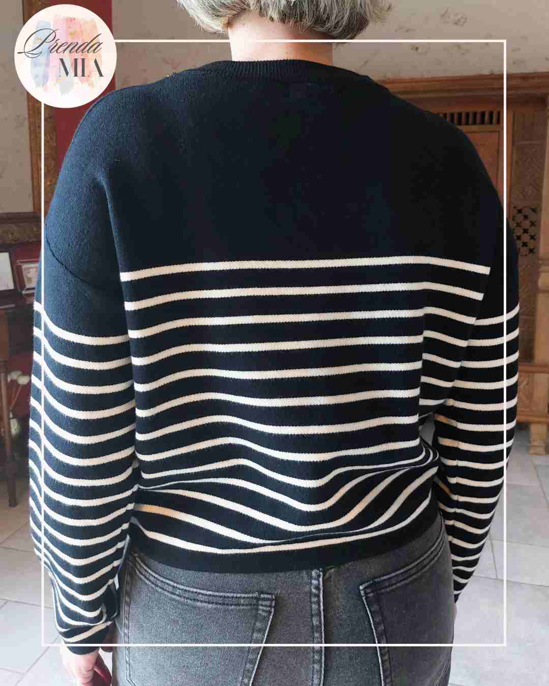 Pull Marinière Cœur - Noir