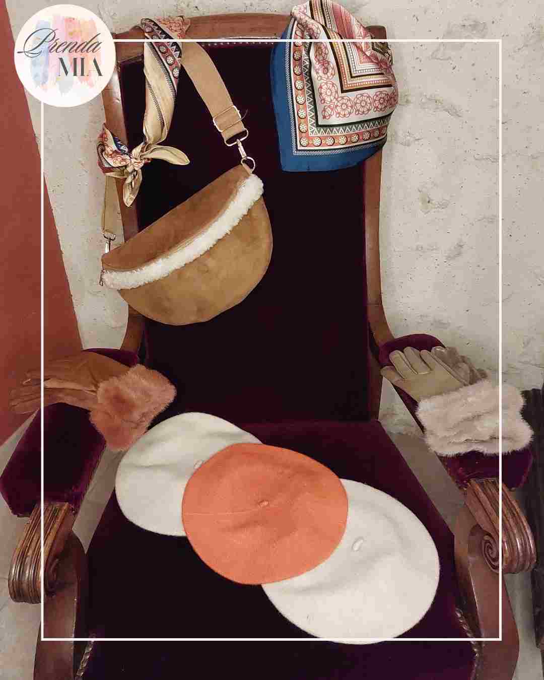 Sac Banane Daim et moumoute camel