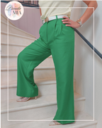 Pantalon à Taille Plissée – Vert Émeraude