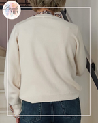 Gilet beige à liseré fleuri