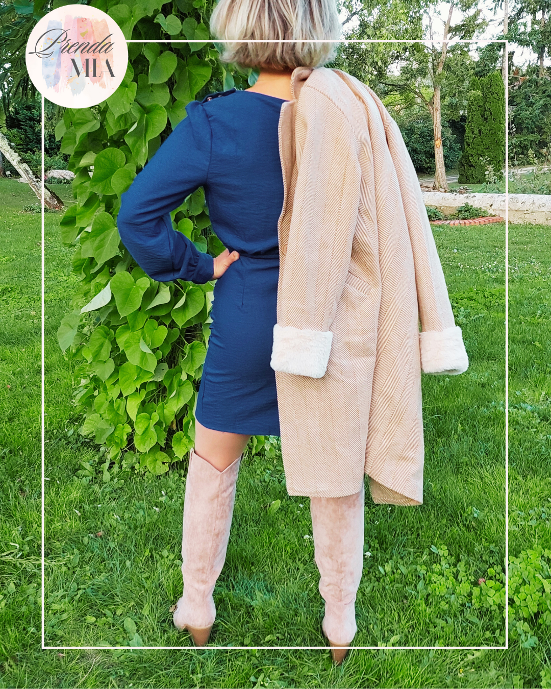 Manteau mi-long à chevrons Camel