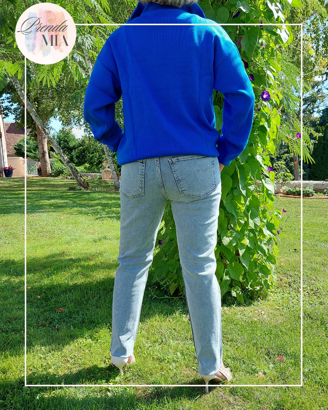 Pull Surdimensionné à Col Zippé – Bleu Électrique