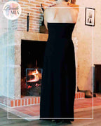 Black strapless rhinestone dress