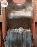 Top métallisé plissé – Argent